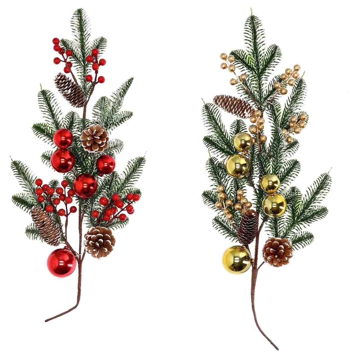 Decorazione natalizia ramoscello con palline 34x66 cm