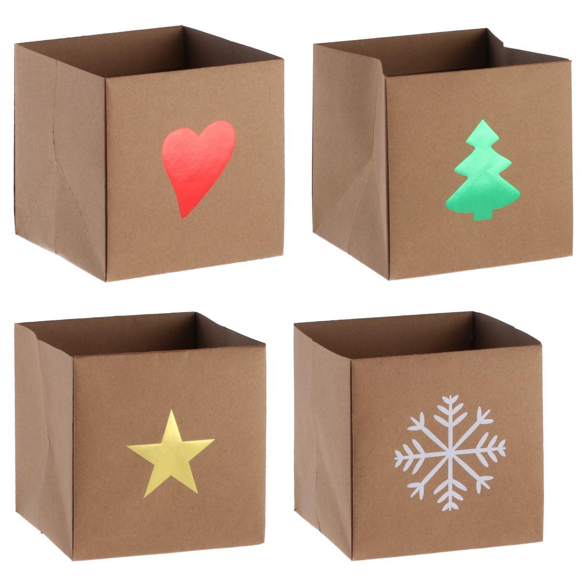 Sacchetto natalizio pieghevole in carta 12x12 cm  h.12 cm