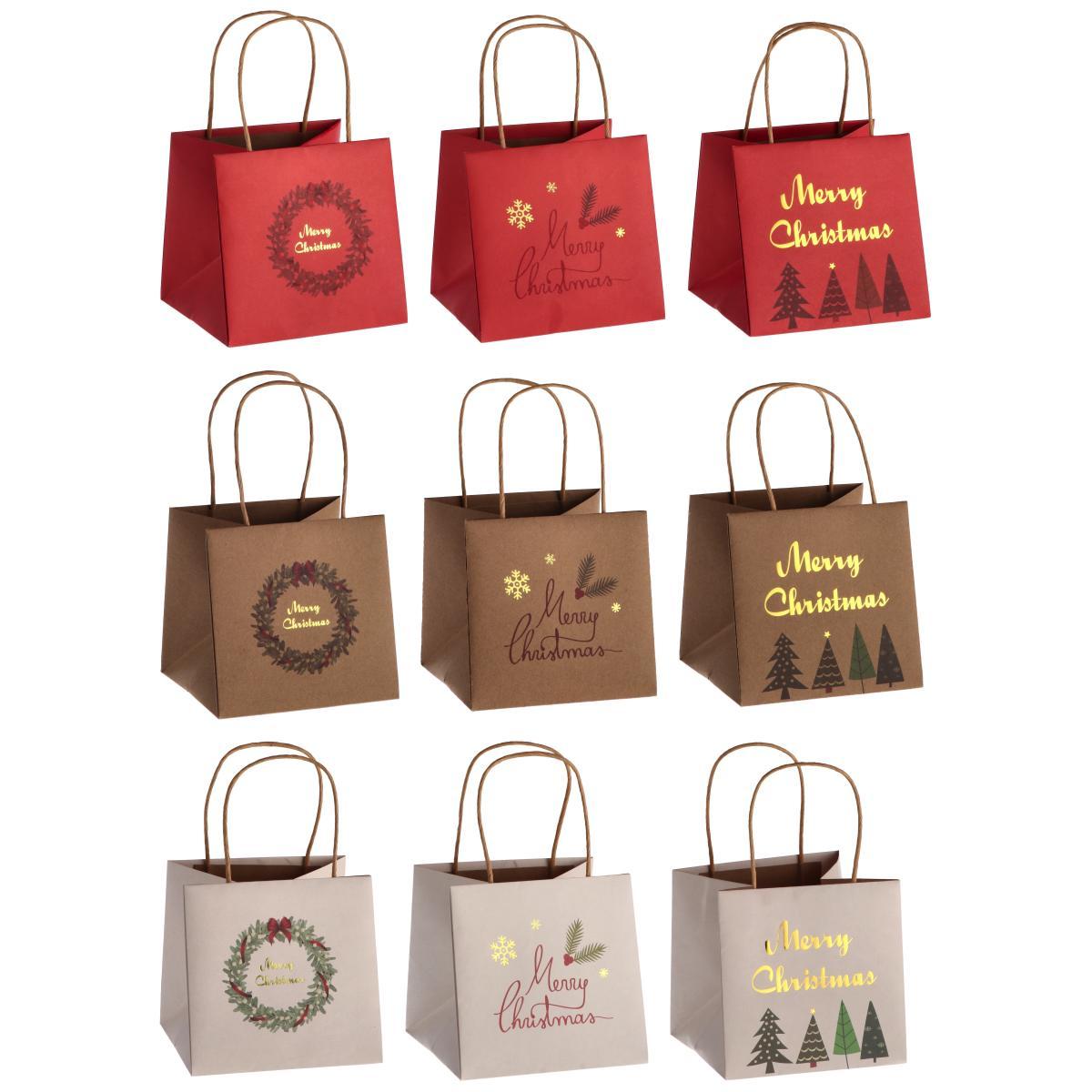 Shopper natalizia in carta 14x14 cm  h.22,5 cm