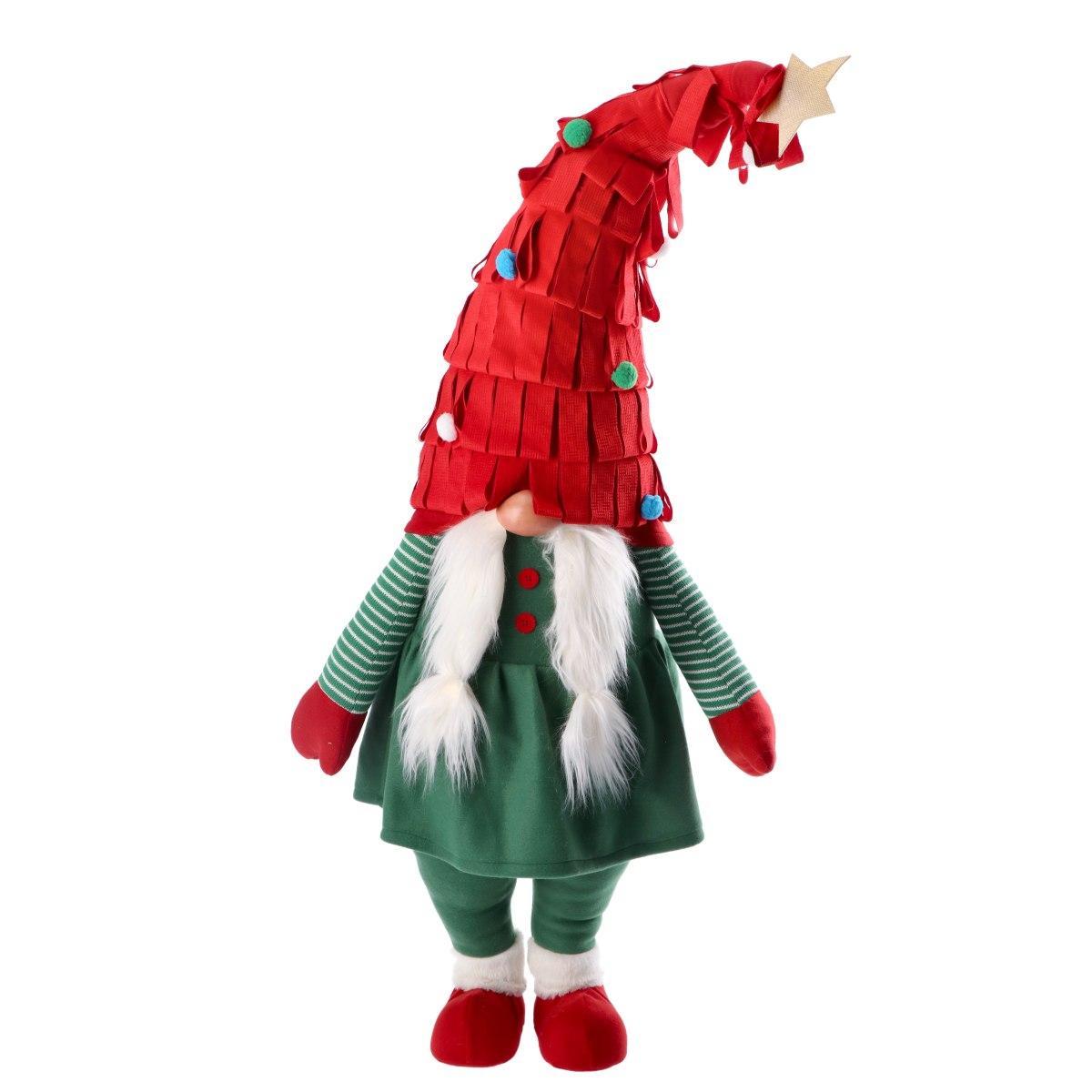 Decorazione natalizia in tessuto folletto con 20 led  53x30 cm  h.143 cm