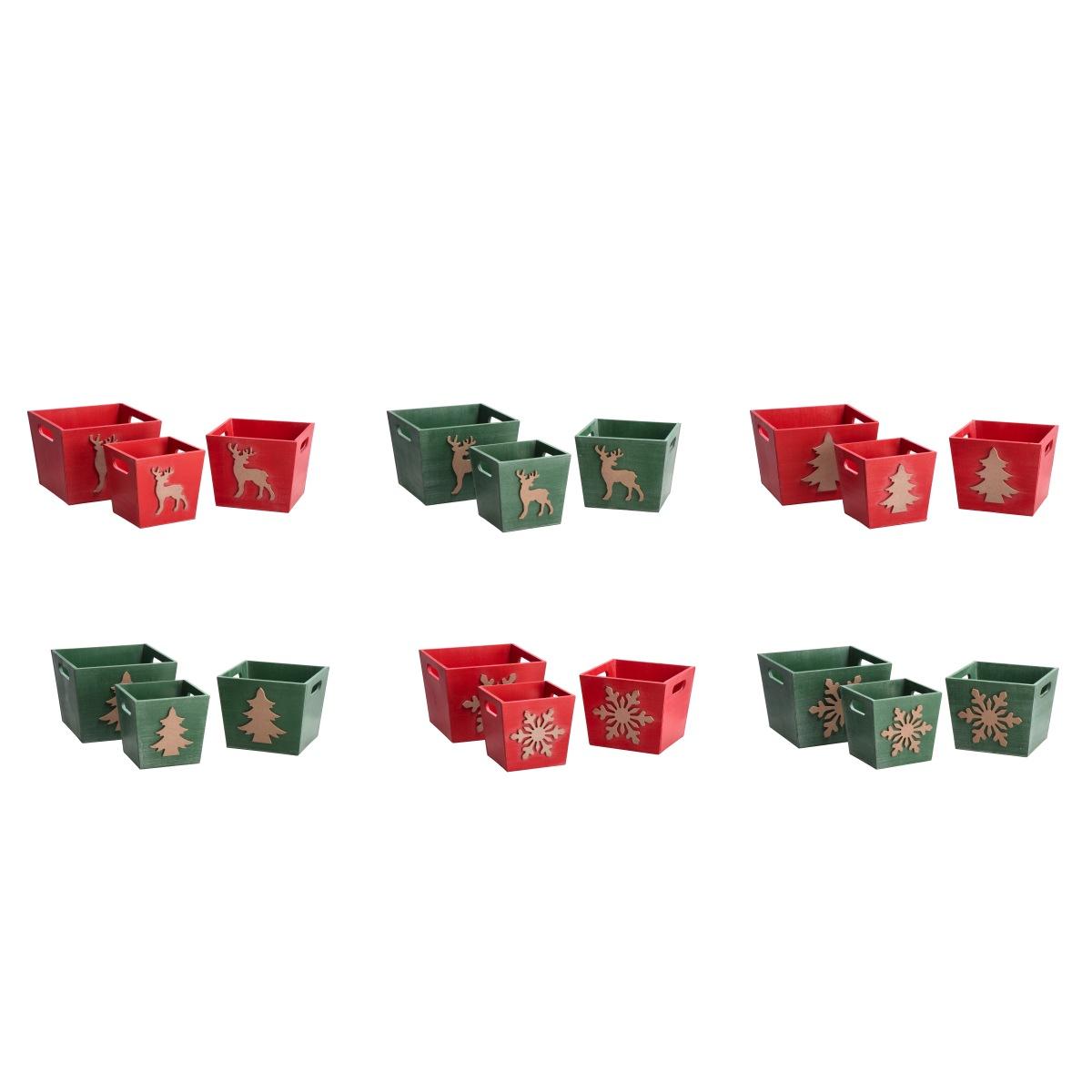 Set 3 cassette natalizie in legno