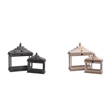 Set 2 lanterne portacandela natalizie in legno