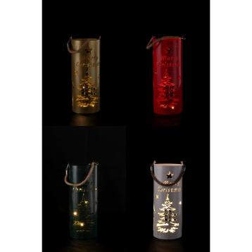 Lanterna natalizia in ferro con 10 led d.2 cm  h.30 cm