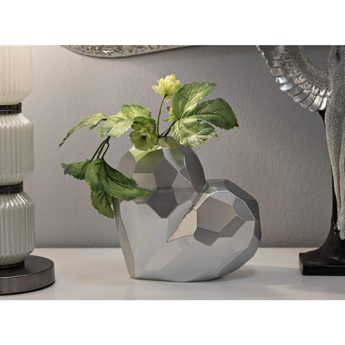 Vaso heart silver cm 19x9x18 min 2