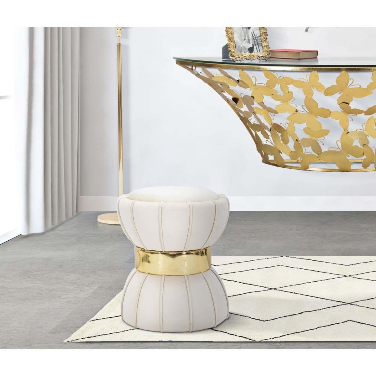 Sgabello flower crema cm Ø 40x44