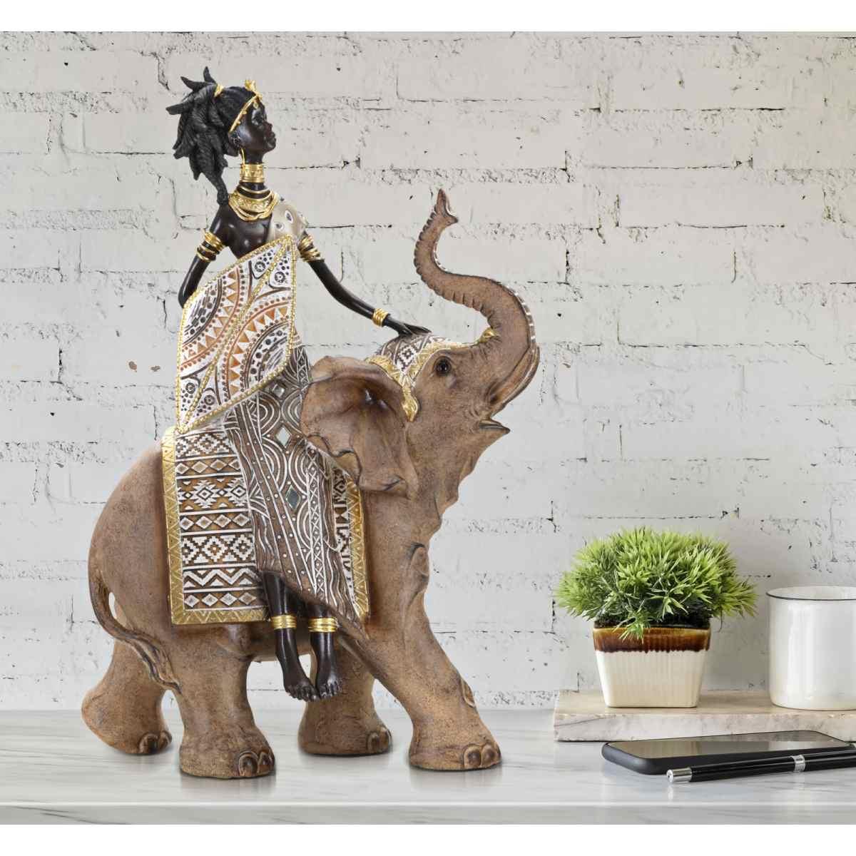 Masai tribal c/elefante cm 22,5x12x32,5