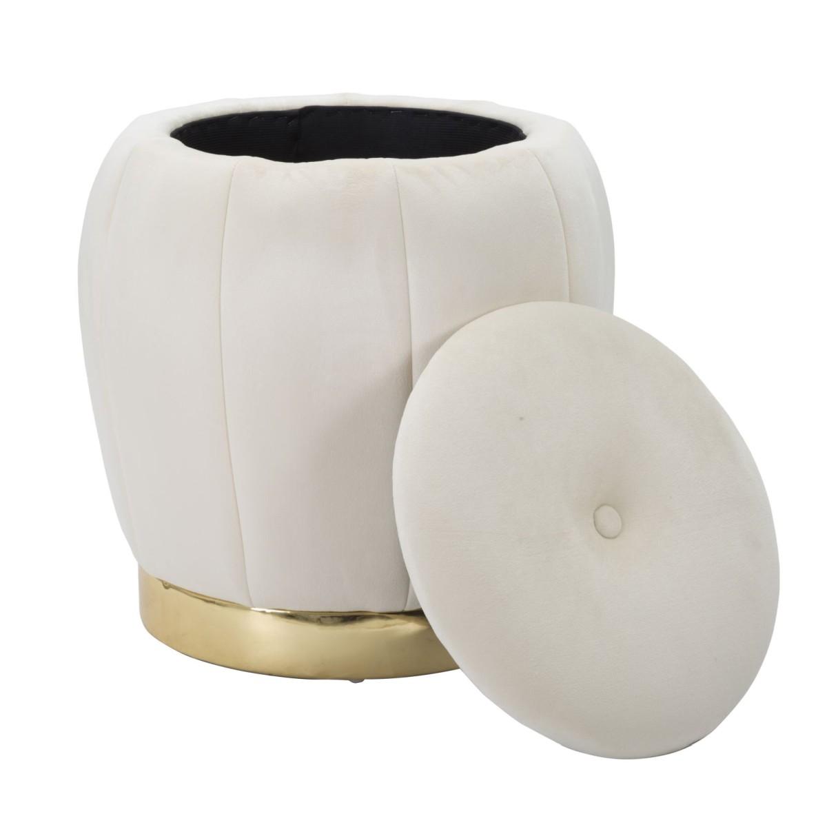 Puff/contenitore paris crema/gold cm Ø 43x43