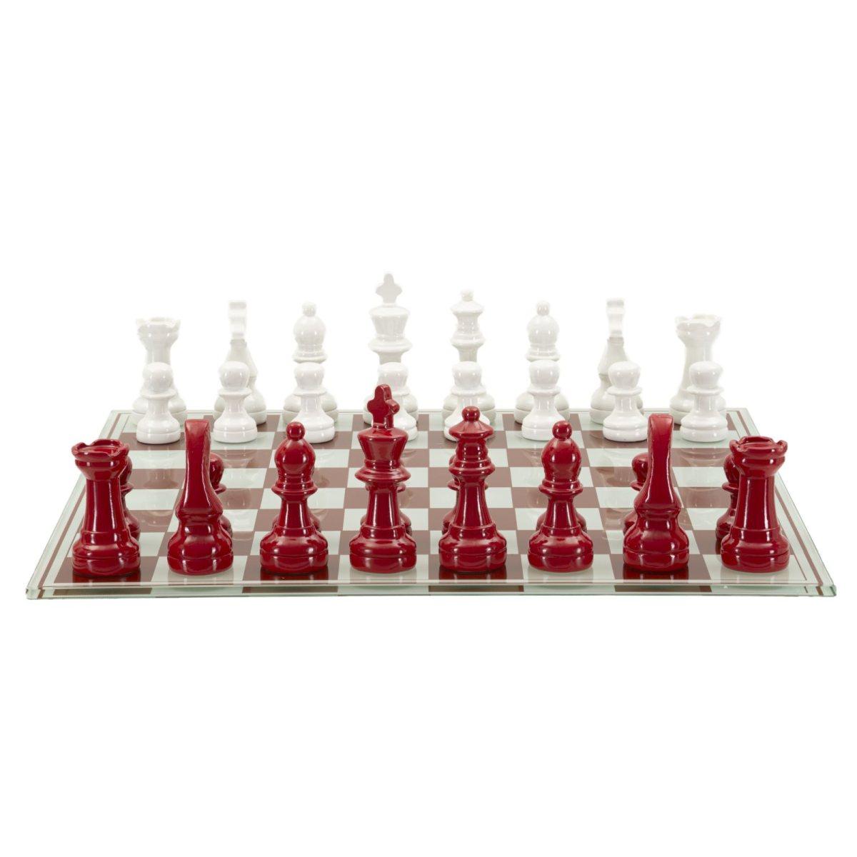 Set scacchiera rossa/bianca cm 61x61x14