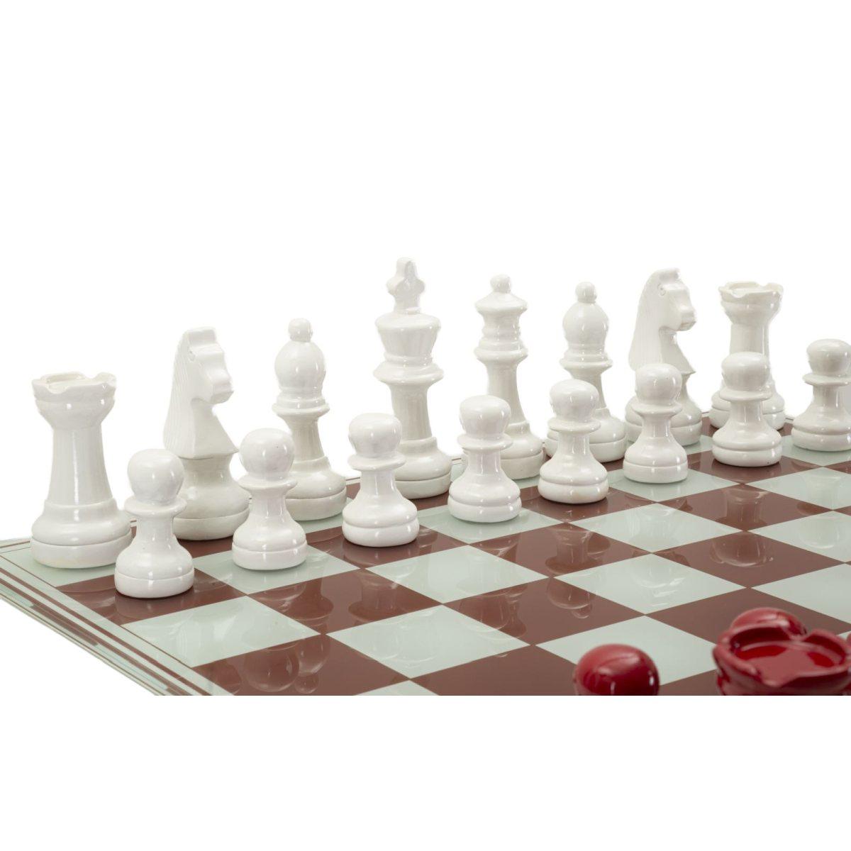 Set scacchiera rossa/bianca cm 61x61x14