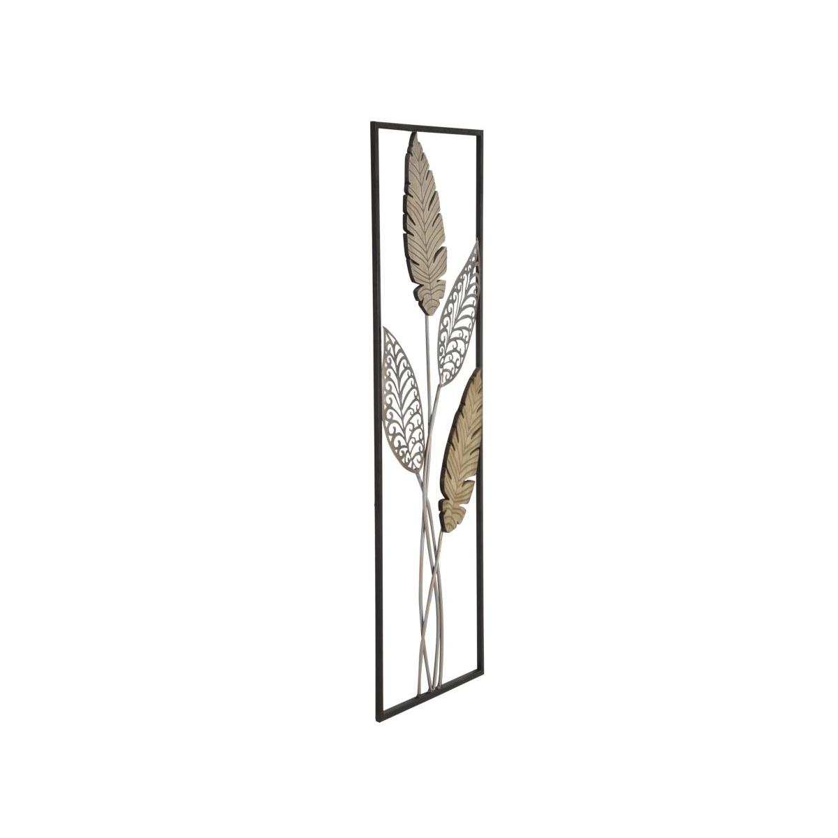 Pannello in ferro e legno foglie -a- cm 30,5x1,90x91