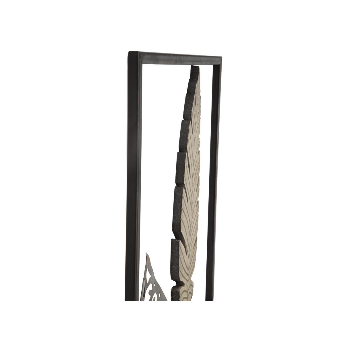 Pannello in ferro e legno foglie -a- cm 30,5x1,90x91