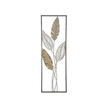 Pannello in ferro e legno foglie -a- cm 30,5x1,90x91