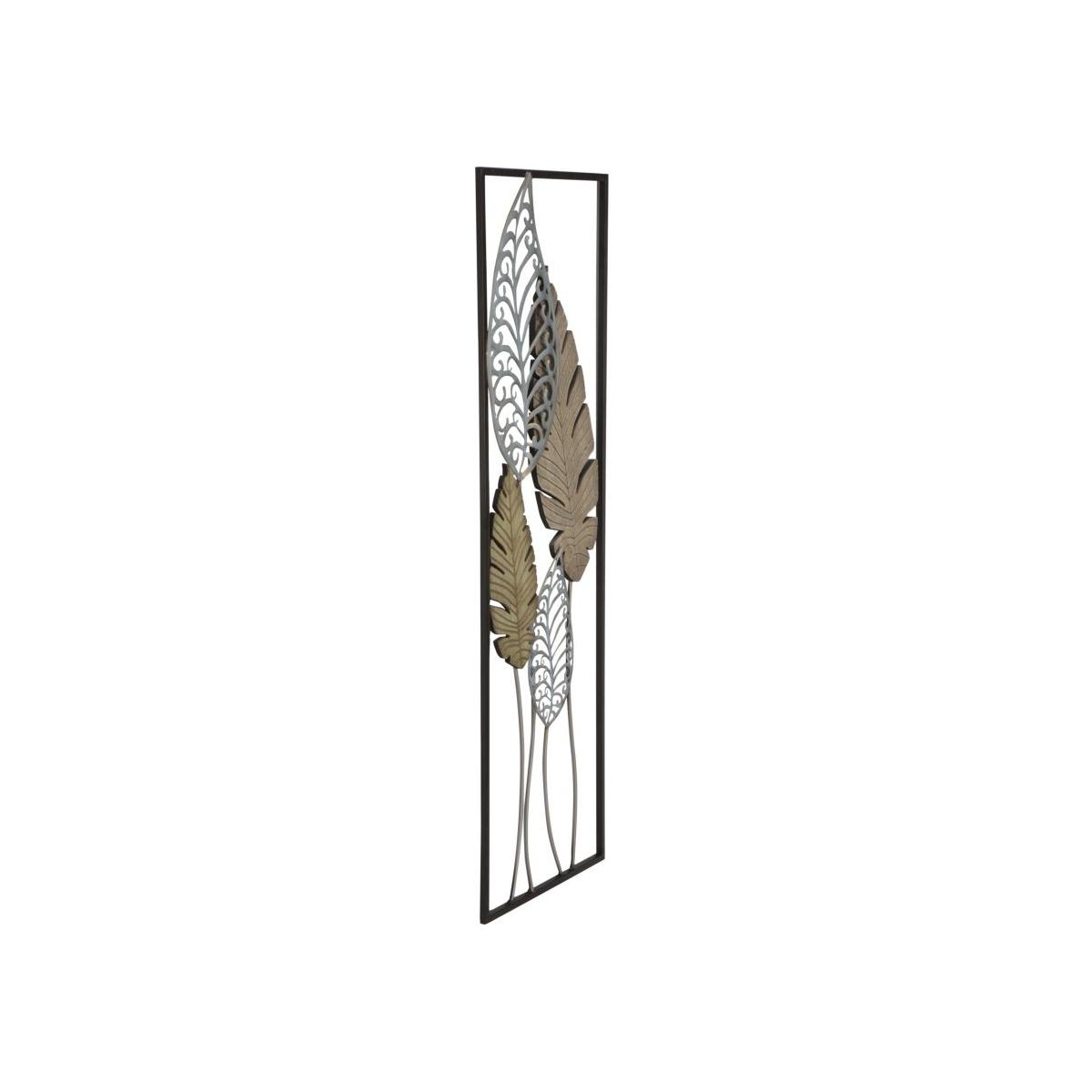 Pannello in ferro e legno foglie -b- cm 30,5x2,5x99,5