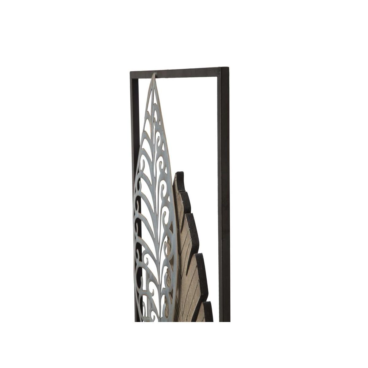 Pannello in ferro e legno foglie -b- cm 30,5x2,5x99,5