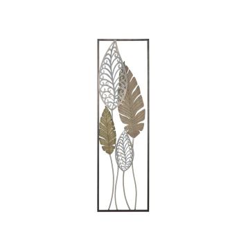 Pannello in ferro e legno foglie -b- cm 30,5x2,5x99,5