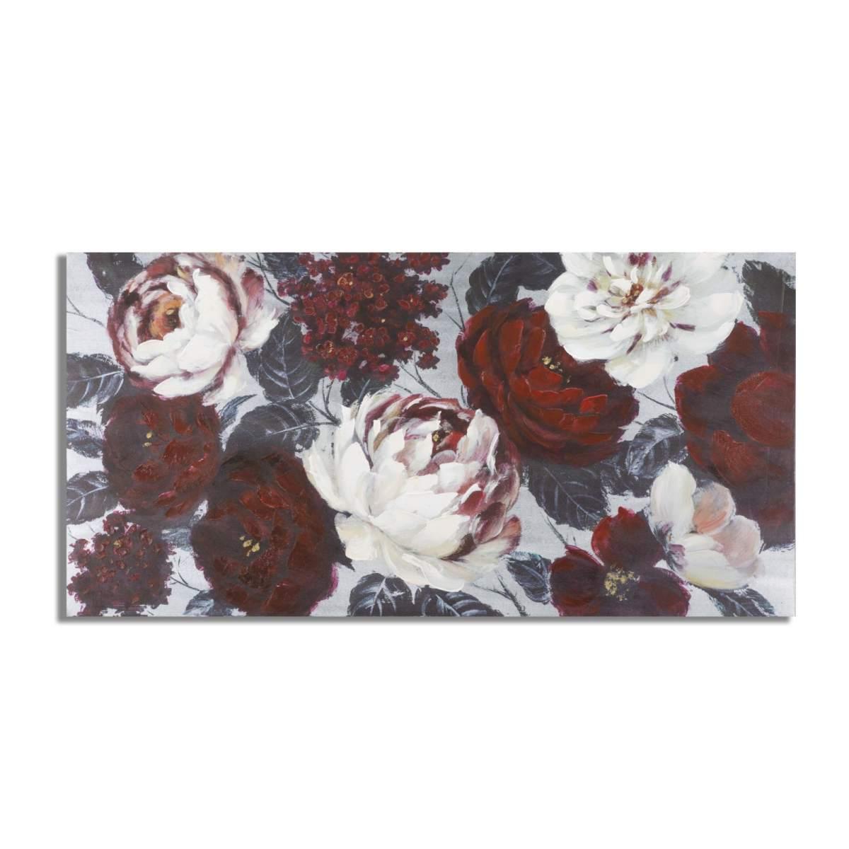 Dipinto su tela white/red flower darkback cm 120x3,7x60