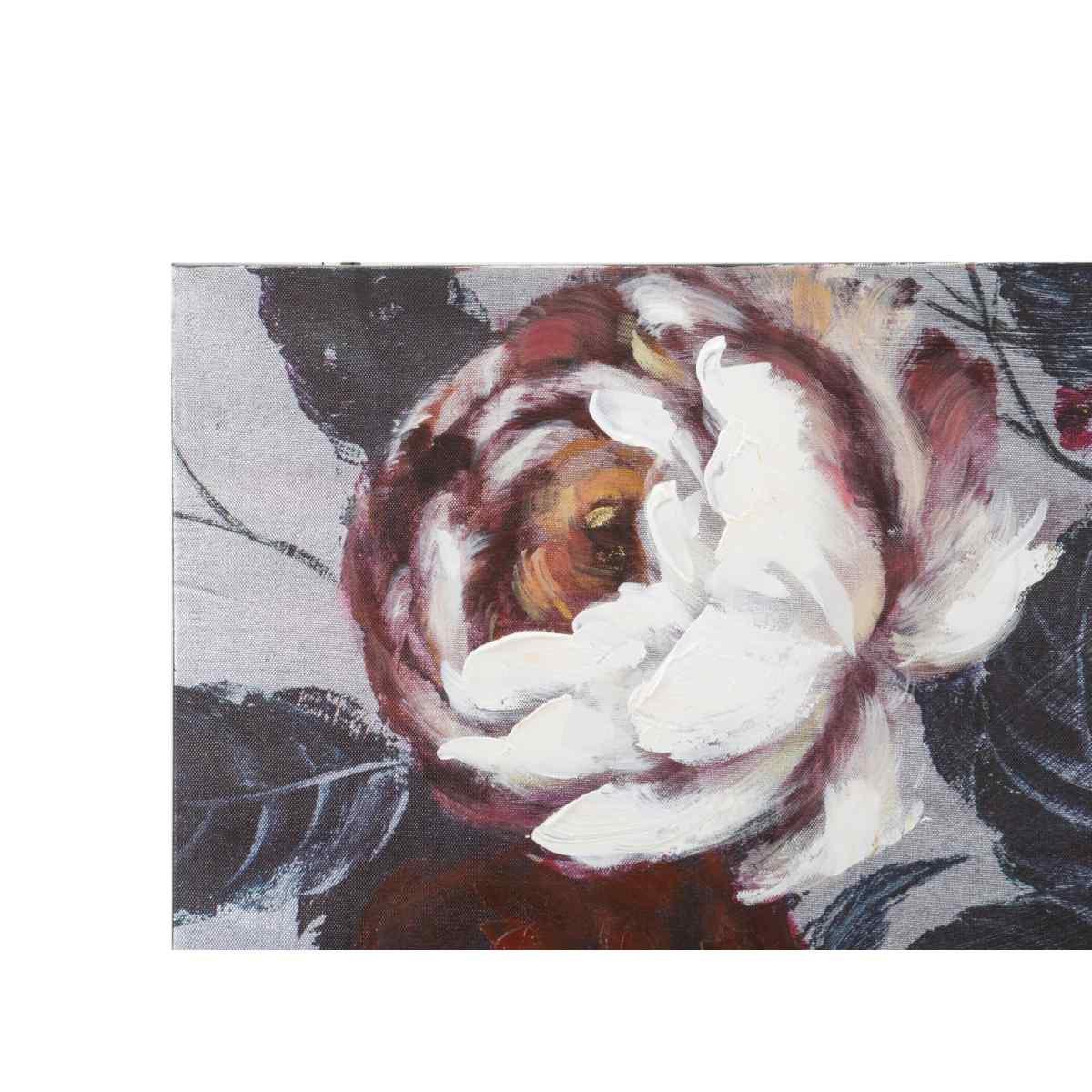 Dipinto su tela white/red flower darkback cm 120x3,7x60