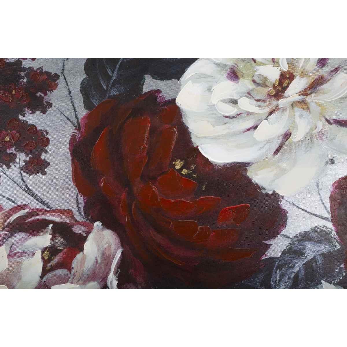 Dipinto su tela white/red flower darkback cm 120x3,7x60
