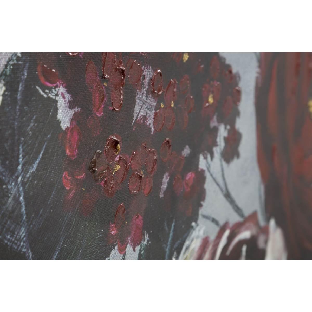Dipinto su tela white/red flower darkback cm 120x3,7x60