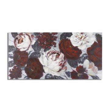 Dipinto su tela white/red flower darkback cm 120x3,7x60