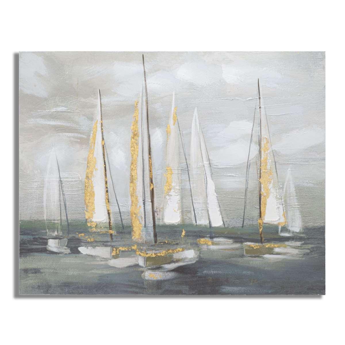 Dipinto su tela gold boat cm 100x2,8x80