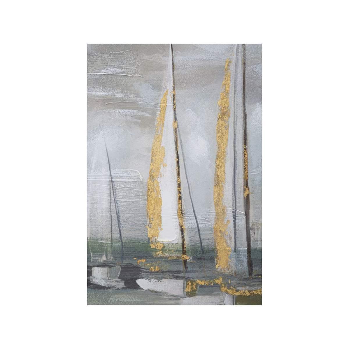 Dipinto su tela gold boat cm 100x2,8x80