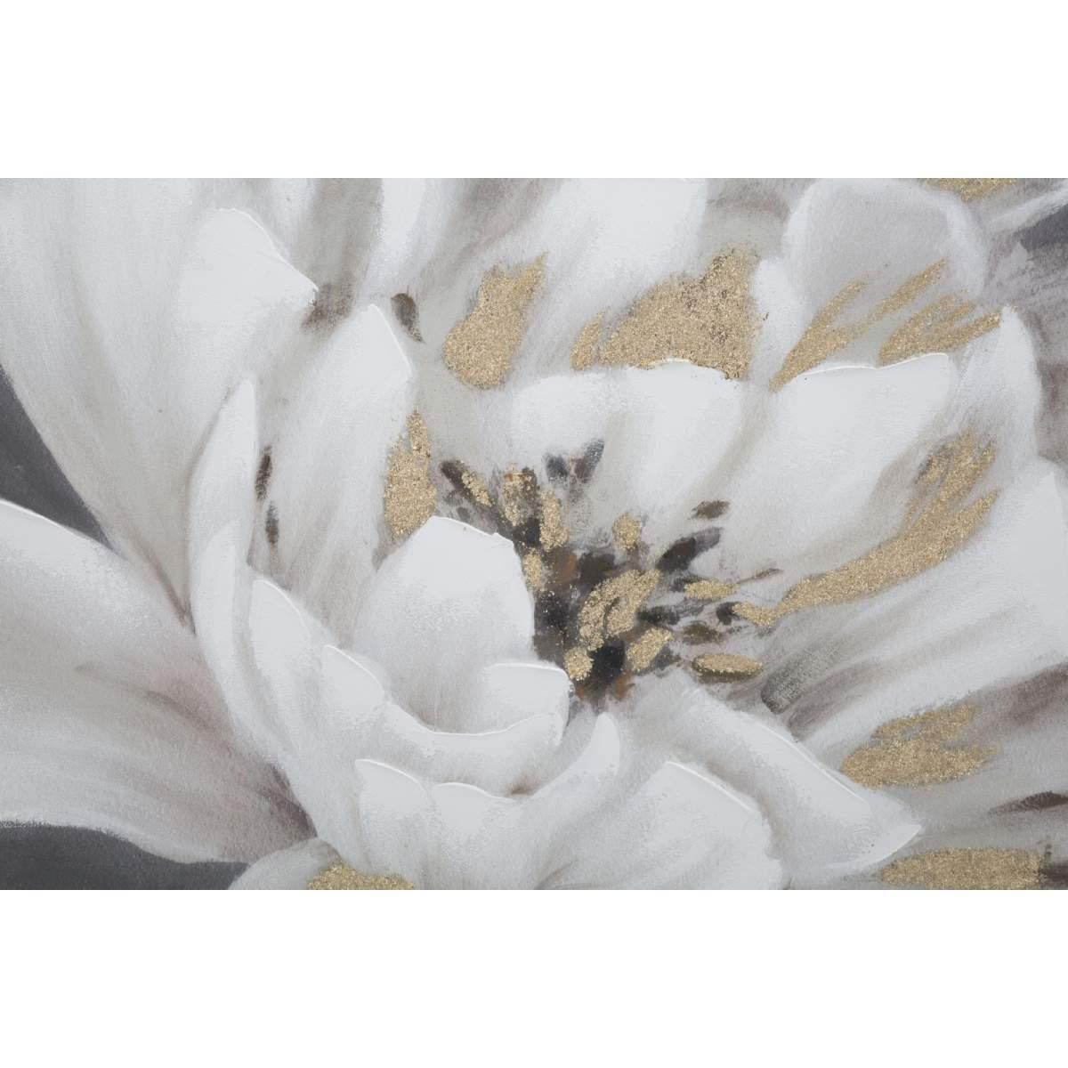 Dipinto su tela white/gold flower cm 80x3,7x100