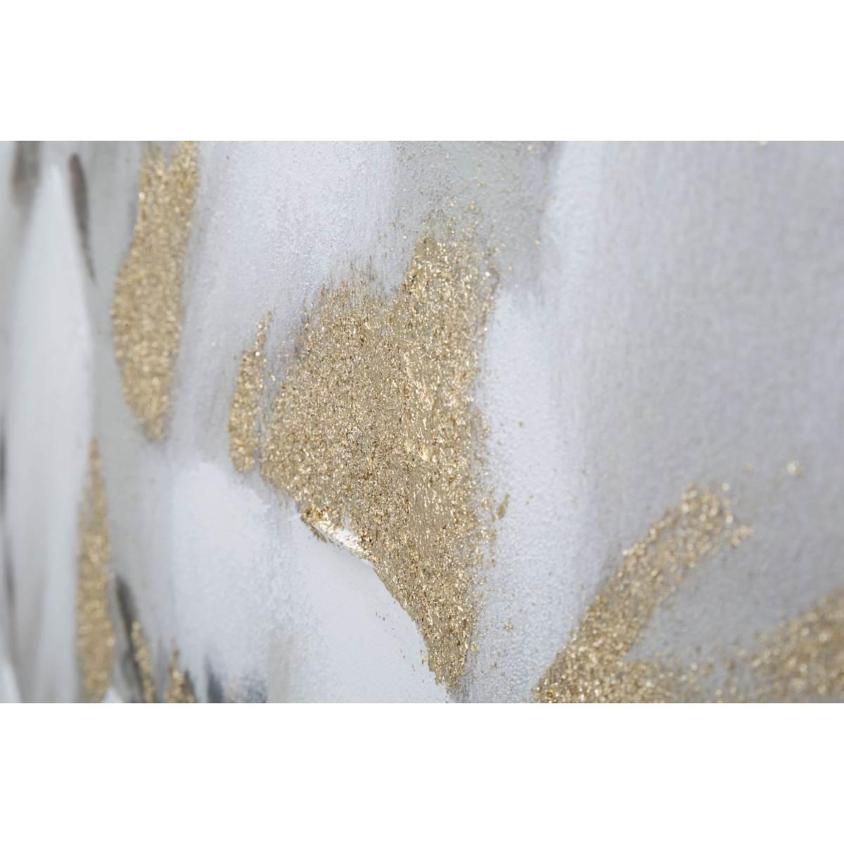 Dipinto su tela white/gold flower cm 80x3,7x100