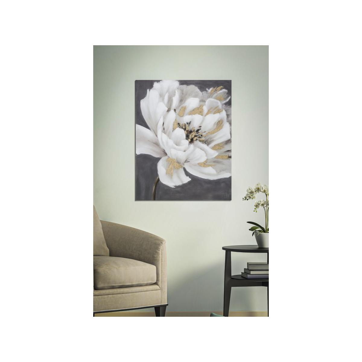 Dipinto su tela white/gold flower cm 80x3,7x100