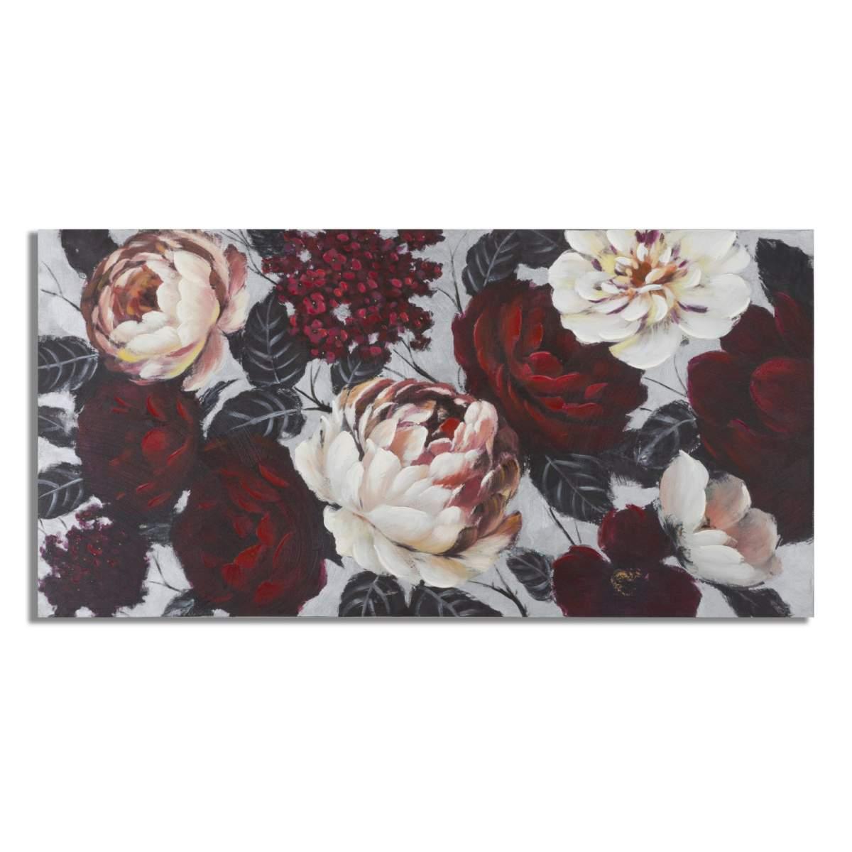 Dipinto su tela white/red flower lightback cm 150x3,8x76