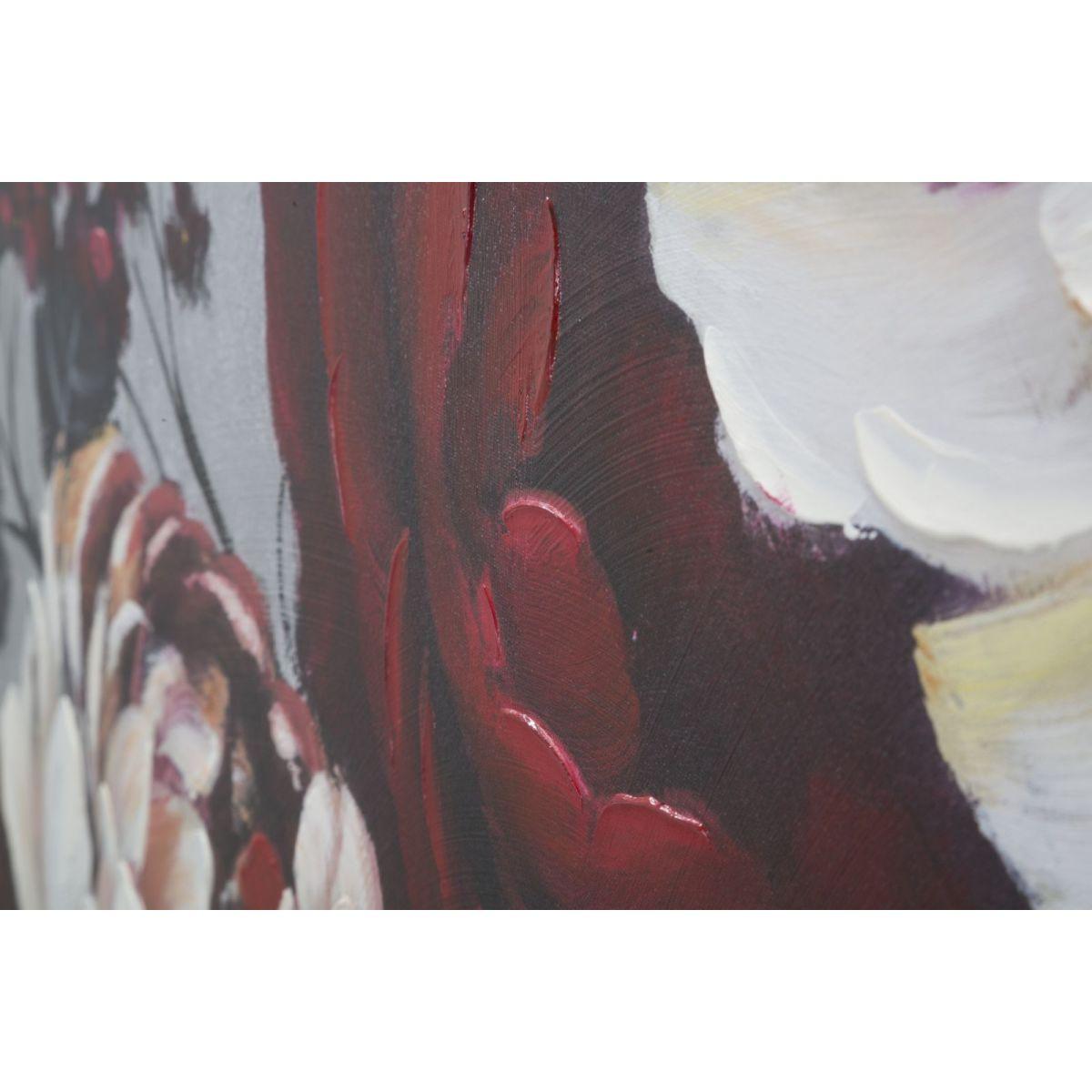 Dipinto su tela white/red flower lightback cm 150x3,8x76