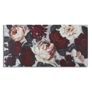 Dipinto su tela white/red flower lightback cm 150x3,8x76