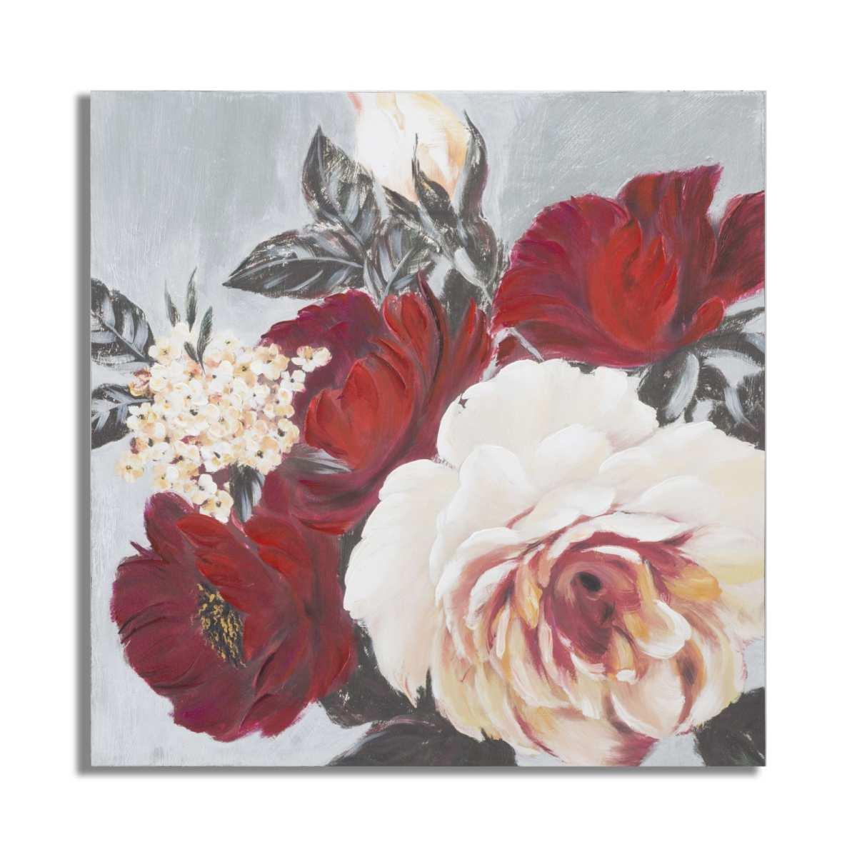Dipinto su tela red flower square cm 90x3,7x90