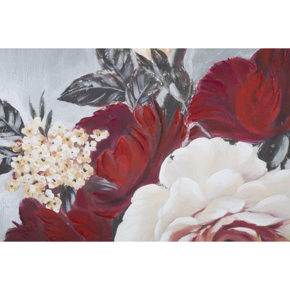 Dipinto su tela red flower square cm 90x3,7x90