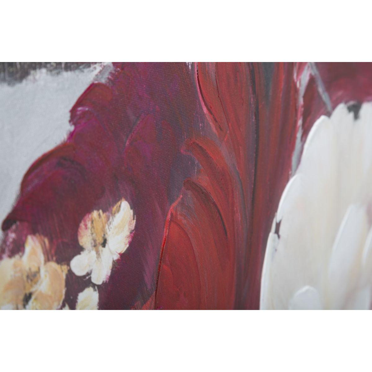 Dipinto su tela red flower square cm 90x3,7x90