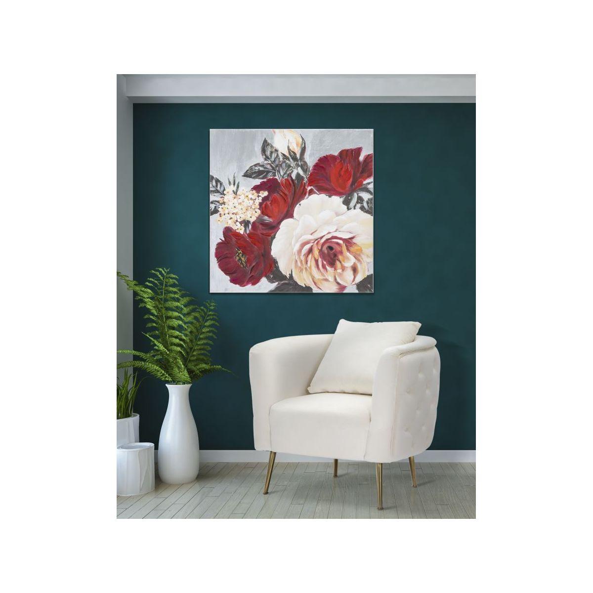 Dipinto su tela red flower square cm 90x3,7x90