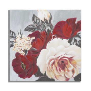 Dipinto su tela red flower square cm 90x3,7x90