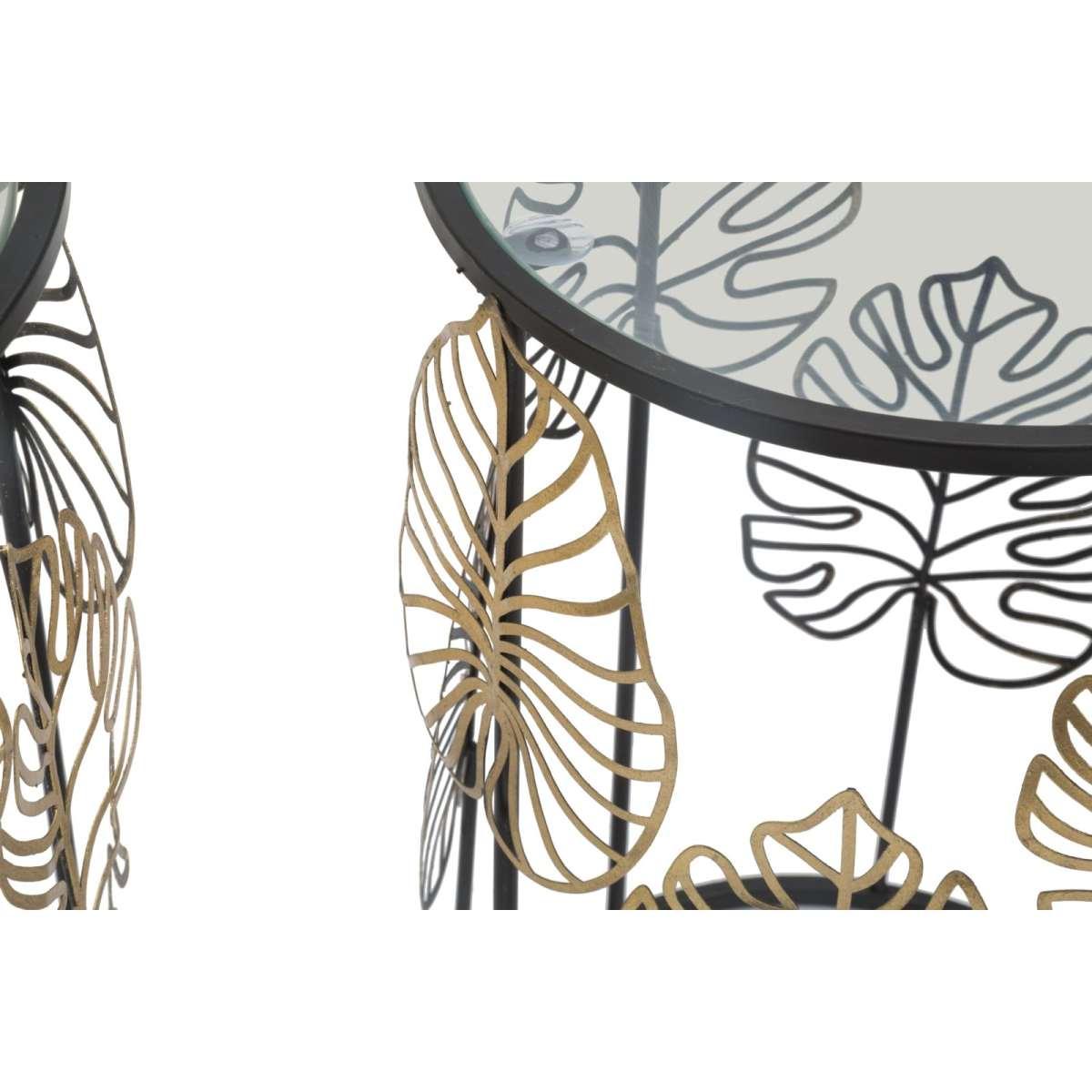 Tavolinetti foglie glam coppia cm Ø 38x55-33x50