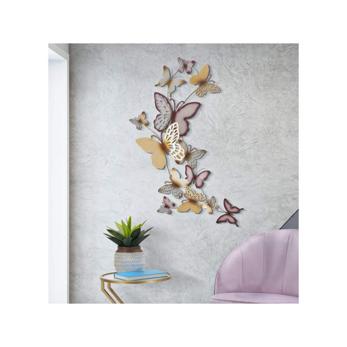 Pannello da muro butterflies oro/bordeaux c cm 59,5x4x111,5