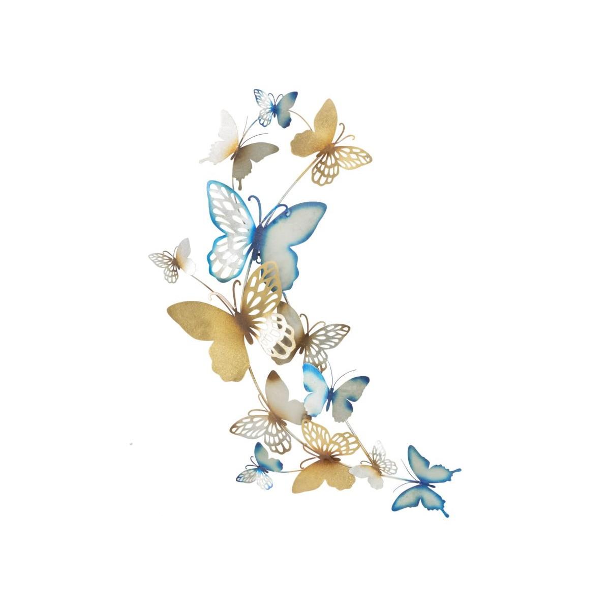Pannello da muro butterflies oro/celeste c cm 59,5x4x111,5