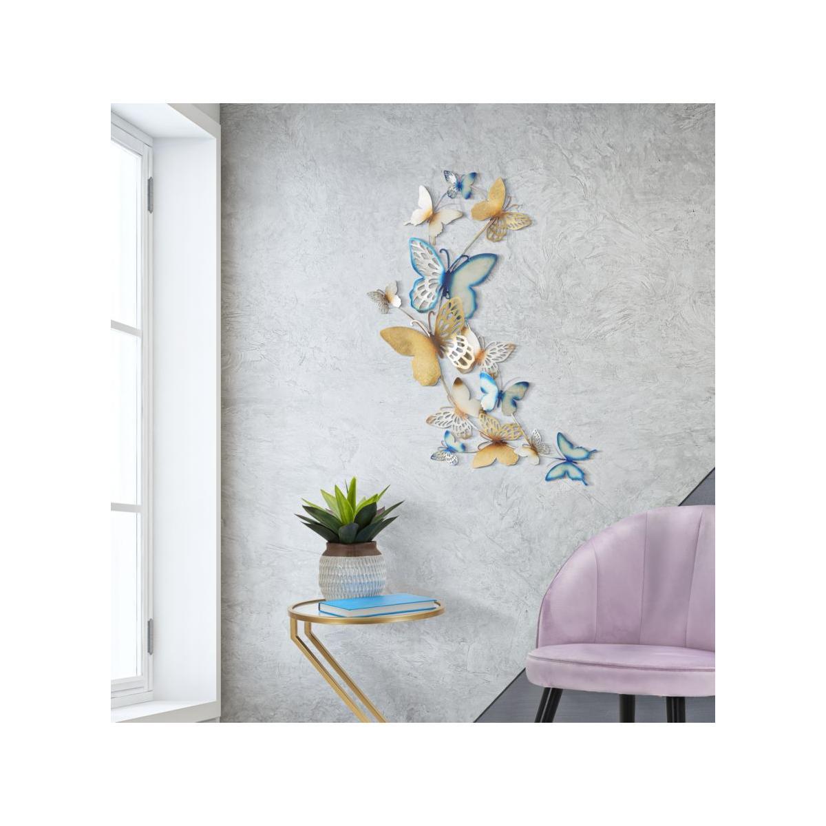 Pannello da muro butterflies oro/celeste c cm 59,5x4x111,5