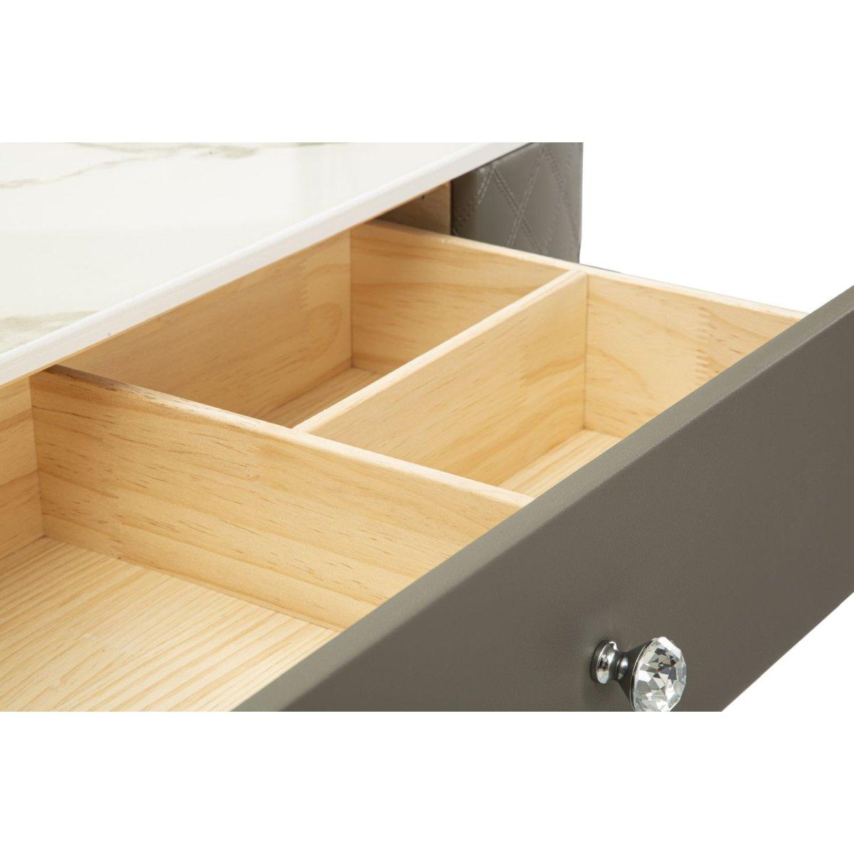 Toeletta sharon grigia c/puff gambe argento cm 120x40x75 (misura puff Ø36x39)