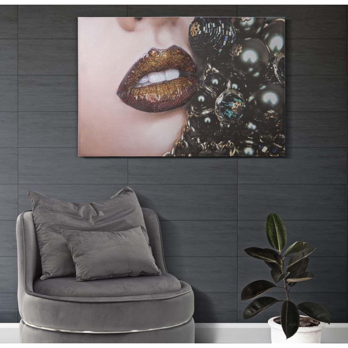 Stampa su tela beautiful lips cm 120x3,8x80