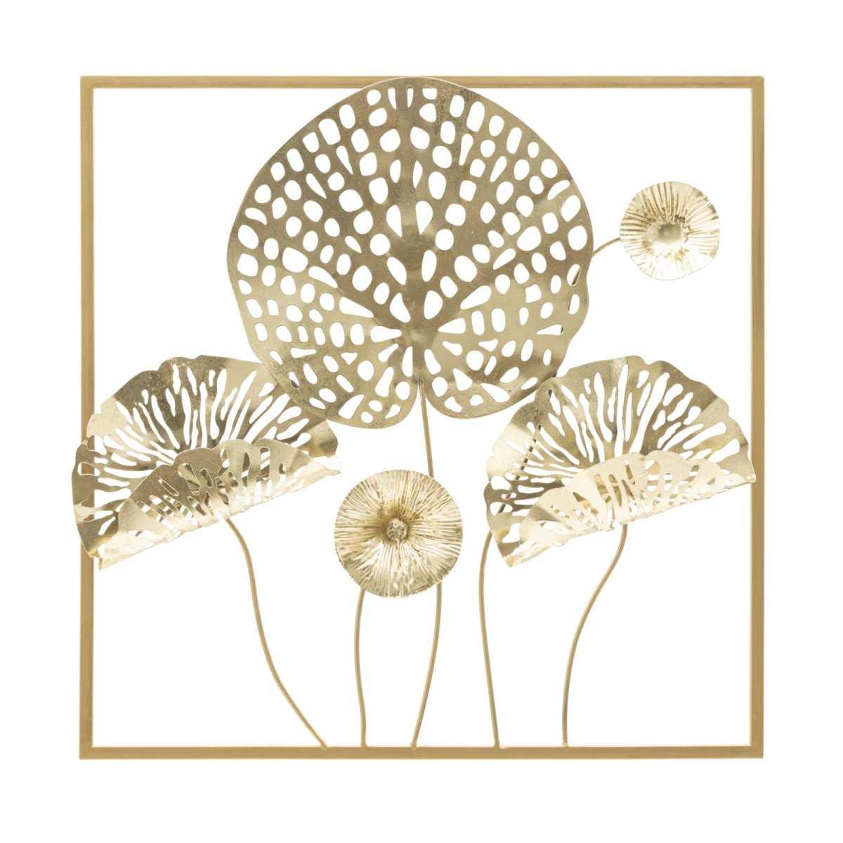 Pannello in ferro gold flowers cm 50x5x50