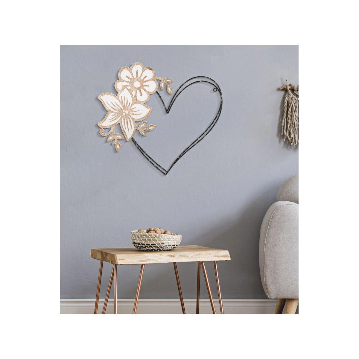 Pannello in ferro e legno heart cm 50x2x45 min 2