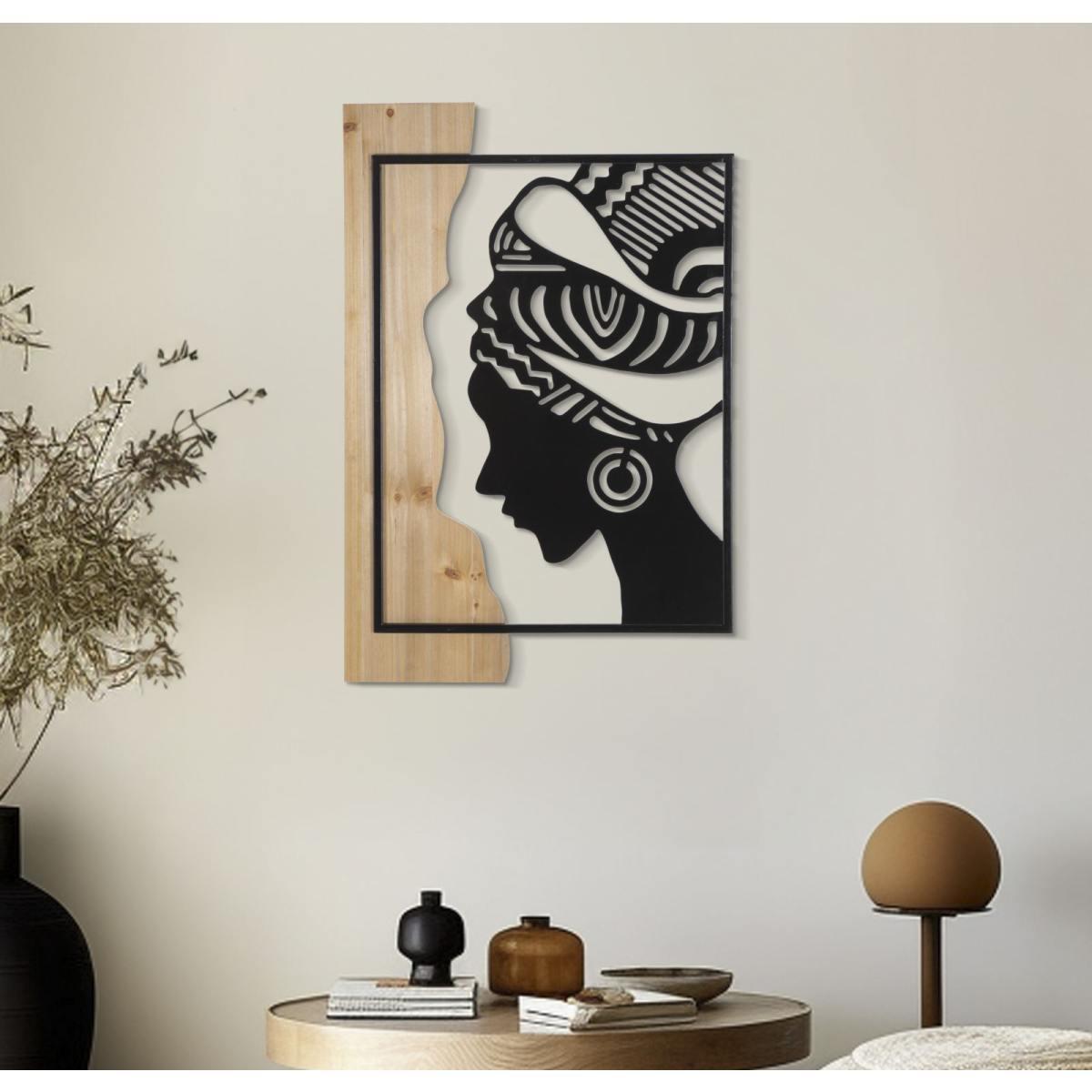 Pannello da muro tribal ferro e wood cm 53x2x80