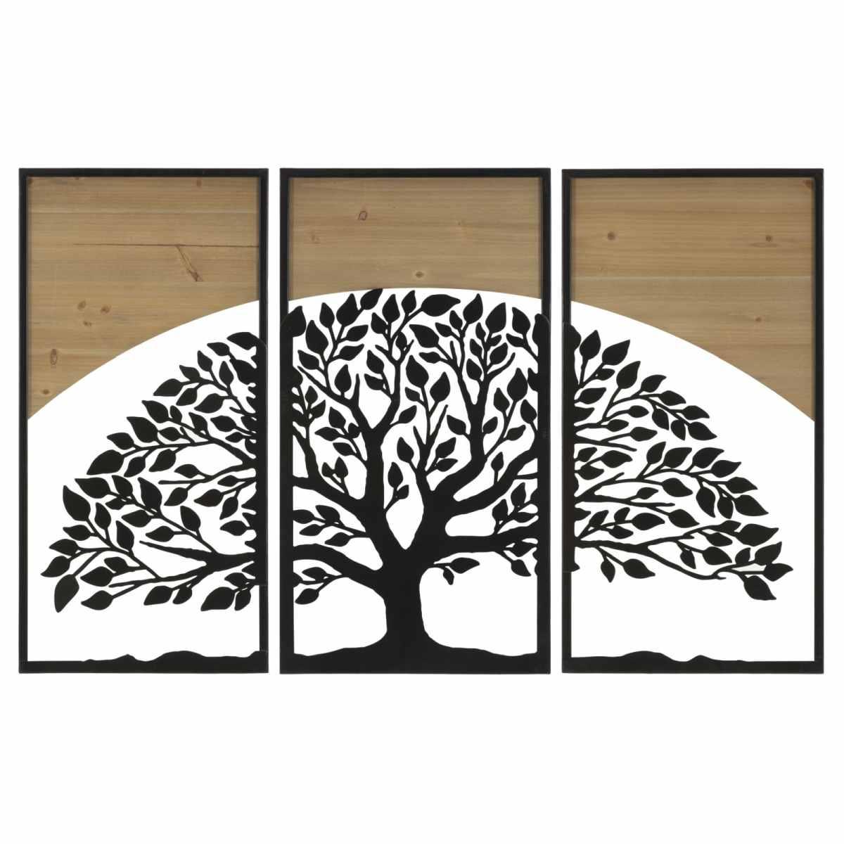 Pannello da muro arc ferro e wood set 3pz cm 105x2x70 (35x2x70)