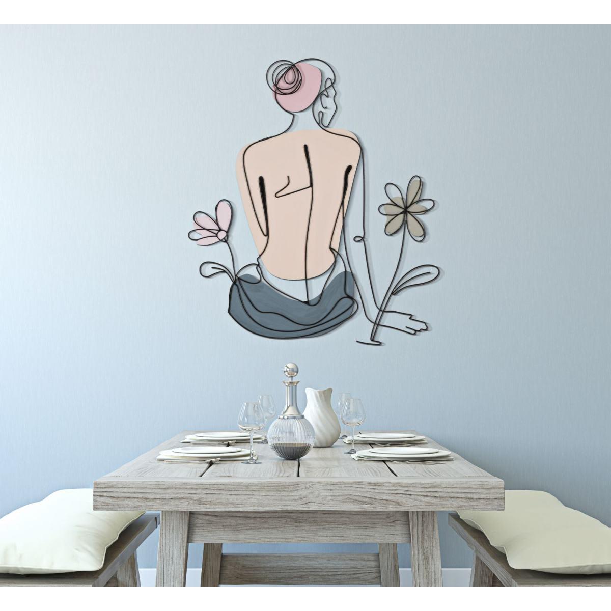 Pannello da muro lady w/flower cm 80x1,3x90<br><br>