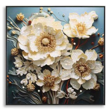 Dipinto su tela laccato narcy -b- c/cornice cm 82x4x82