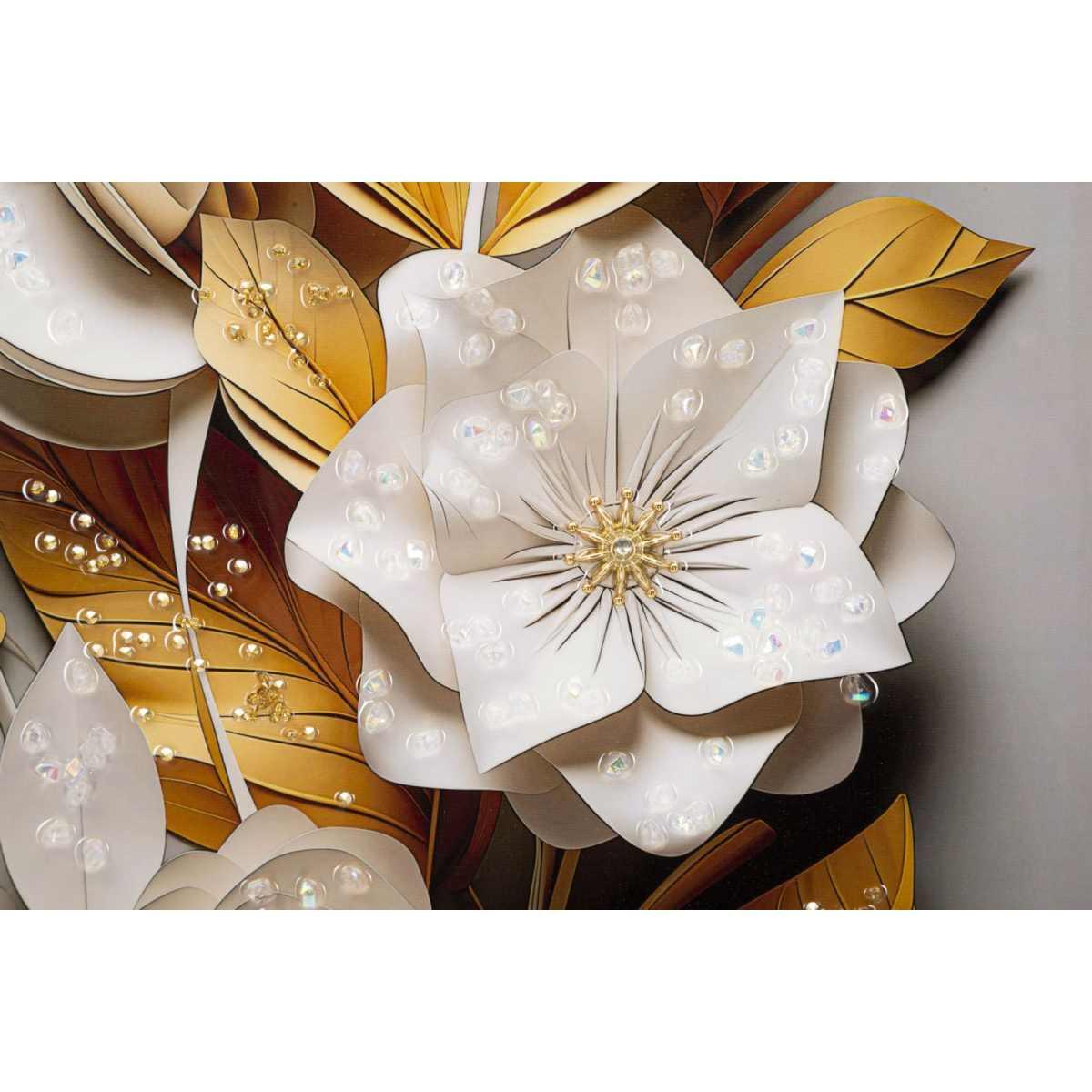 Dipinto su tela laccato flora c/cornice cm 42x3,5x62